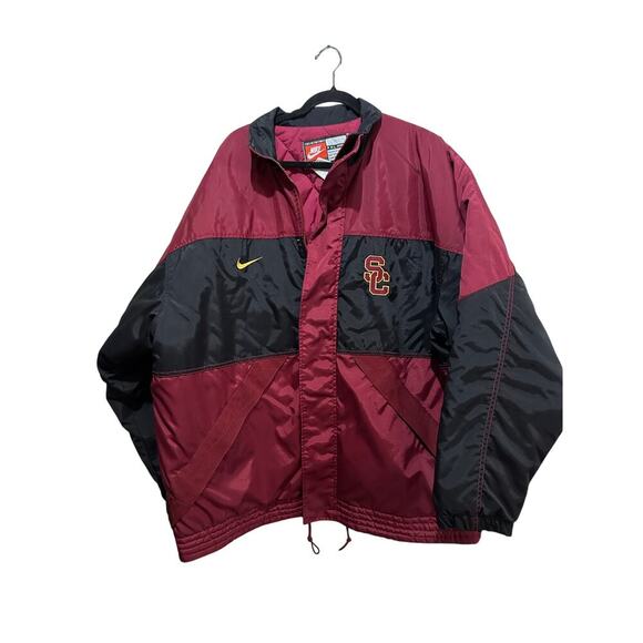 Vintage 90s Nike Red Black USC NCAA Trojans Full Zip Jacket Size XXL - Picture 1 of 9